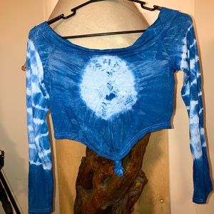 Indigo Tye Dye long sleeved crop top